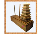 Stacking Pagoda 7 piece brain teaser puzzle, wood, handmade 3D puzzle-arrange blocks on end column to solve