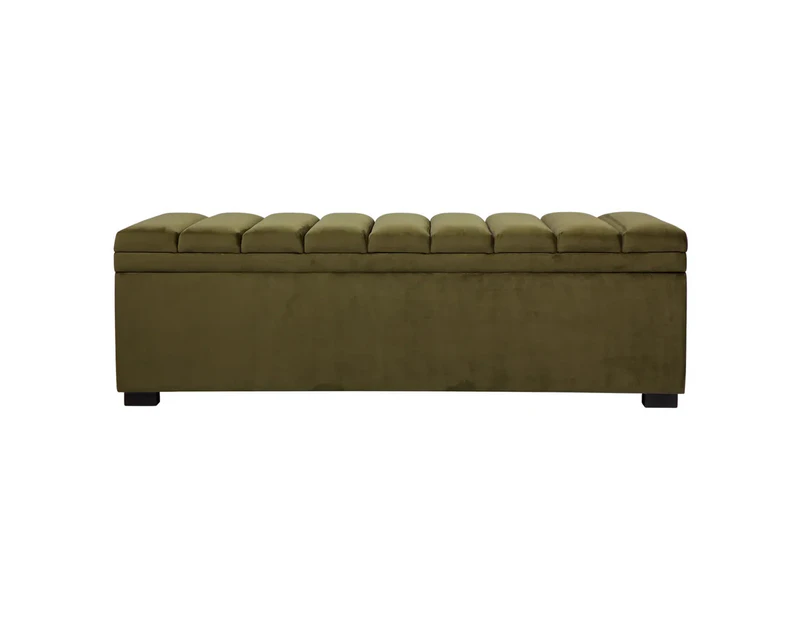 Luxe Living Soho Storage Bench Ottoman in Olive Velvet