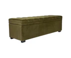 Luxe Living Soho Storage Bench Ottoman in Olive Velvet