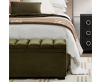 Luxe Living Soho Storage Bench Ottoman in Olive Velvet