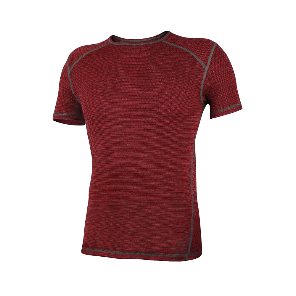 Wilderness Men Short Sleeve Tee Top Thermal Winter Activewear Shirt Red - Red Earth