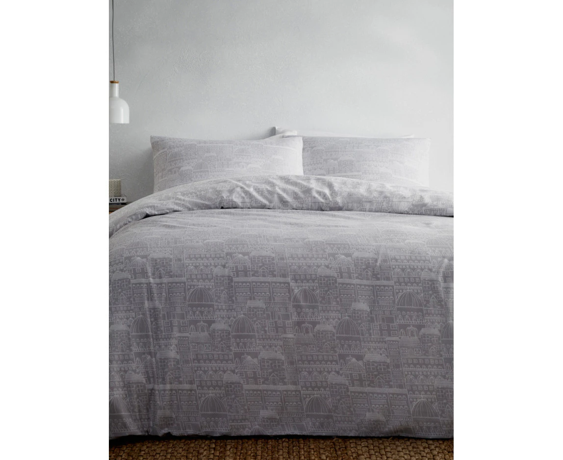 Portfolio Old Town Grey Double Duvet Cover Set