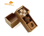 3 individual brainteaser wooden puzzles in a gift wooden box