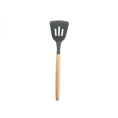 RongXian ZJ-XY005 Silicone Slotted Turner Wooden Handle