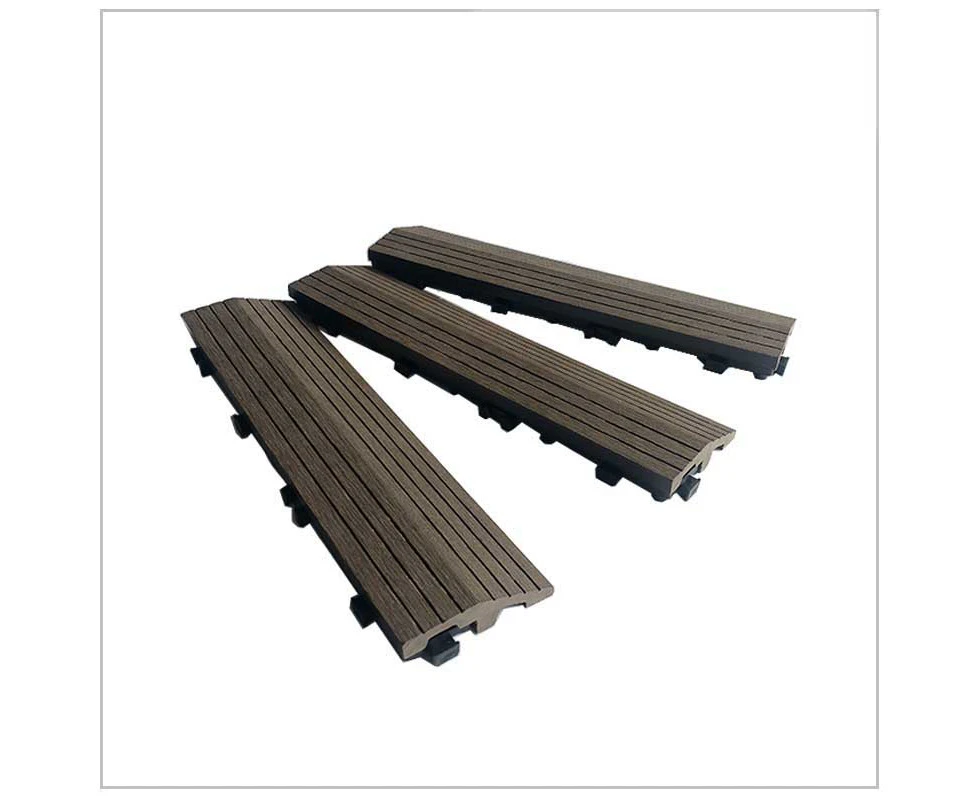 1x DIY WATSUN WPC Interlocking Decking Tiles Garden Flooring Dark Brown Edge Bar Sidebar