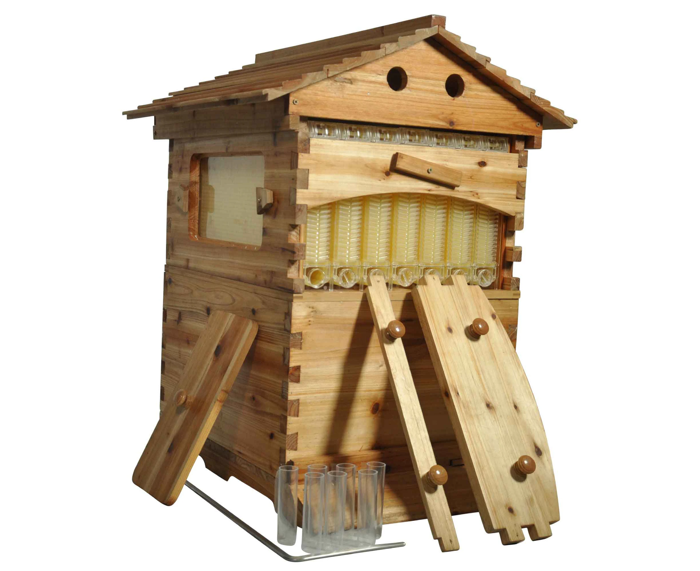 Auto Honey Beehive + 7 Frames Beekeeping Kit Langstroth Wooden Bee Hive Box