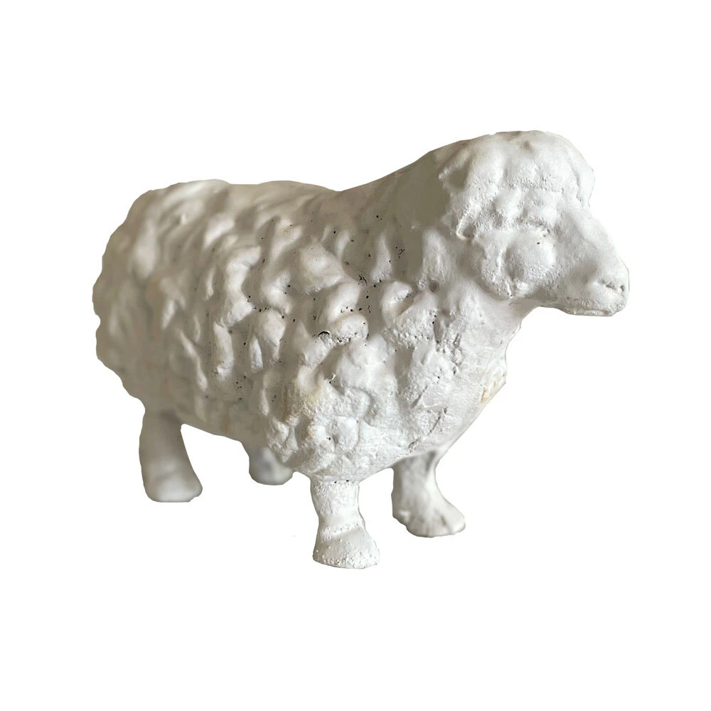 Mr Gecko Cast Iron Sheep Handcrafted Indoor/Outdoor Decor Statue Antique White