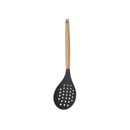 RongXian ZJ-XY011 Silicone Slotted Spoon Wooden Handle