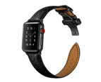 WIWU Crocodile Leather Watch Band Black Metal Buckle For Apple Watch 5/4/3/2/1-Black