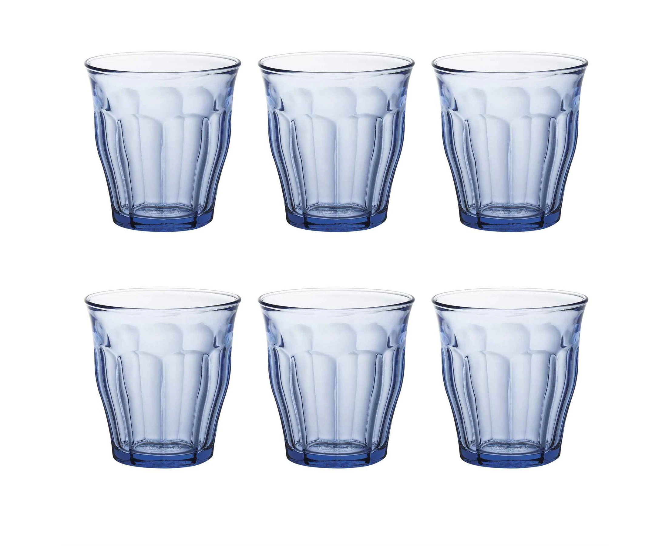 Duralex Picardie Drinking Glasses - 310ml Tumblers for Water, Juice - Blue - Pack of 6