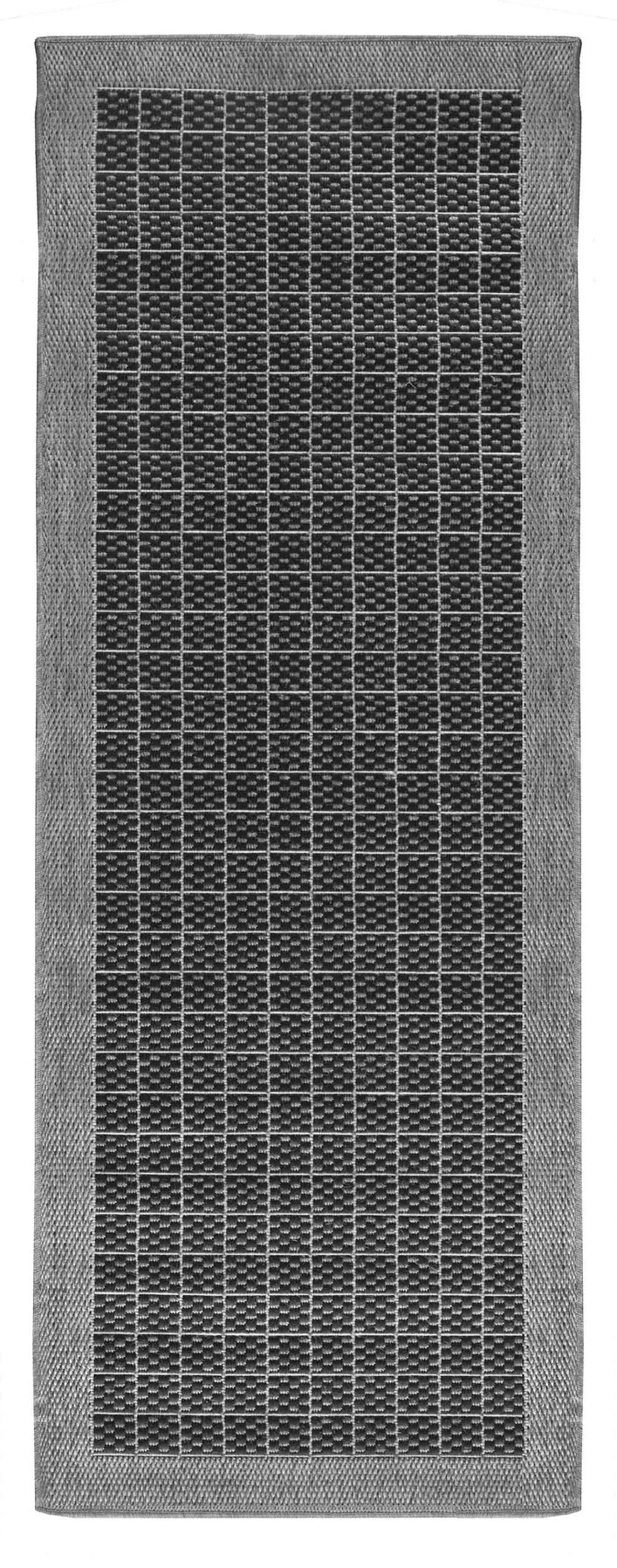 Lisboa Dot Border Black Grey Indoor/Outdoor Non-Slip Rug Runner - 67x230cm