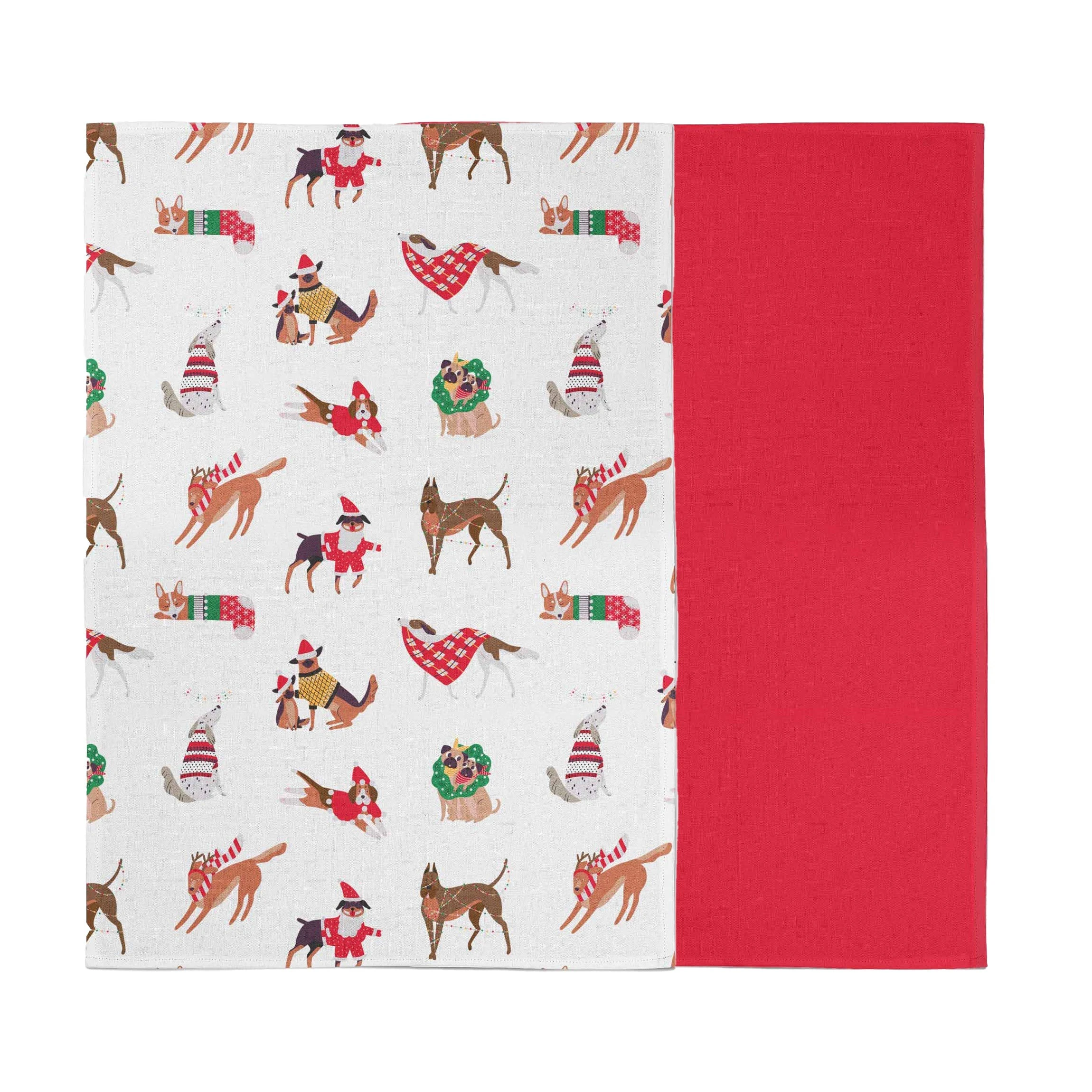 Ambrosia Santas Workshop IV Set of 2 Tea Towel Dog 18X32cm