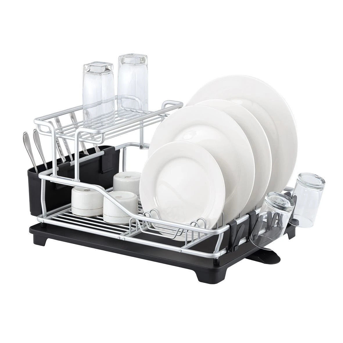 D.Line "Pinnacle" Aluminium 2 Tier Dish Rack Drying Drainer Board Tray Organiser