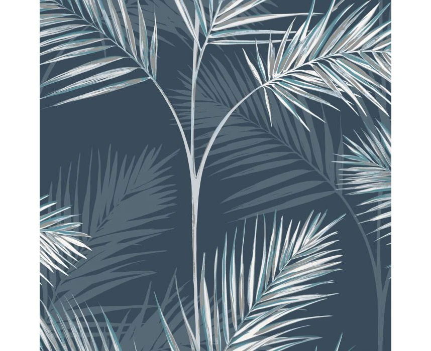 Fine Decor South Beach Palm Wallpaper Navy (FD42681)