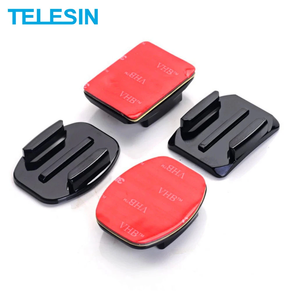 Telesin Adhesive Mount Pack for Action Cameras | 2 x Curved + 2 x Flat