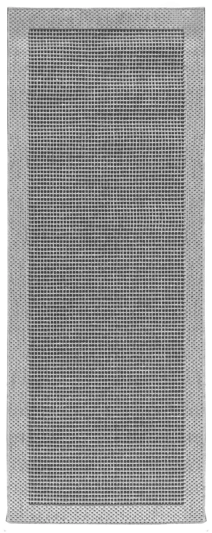 Lisboa Dot Border Black Grey Indoor/Outdoor Non-Slip Rug Runner - 67x230cm