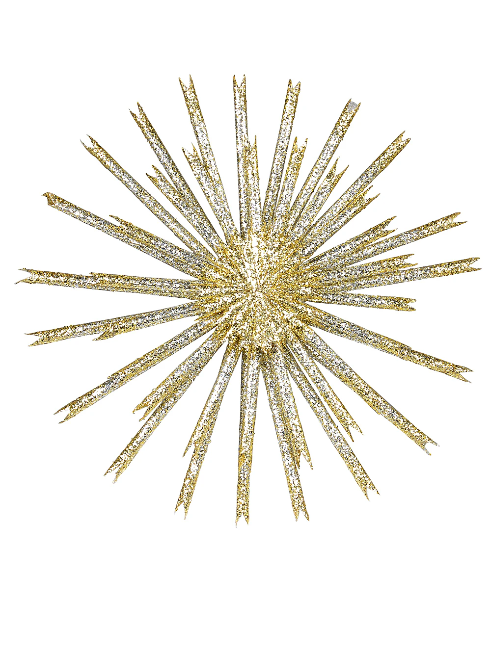 Gold & Platinum Glittered Starburst Decorative Christmas Ornament Pick - 25cm