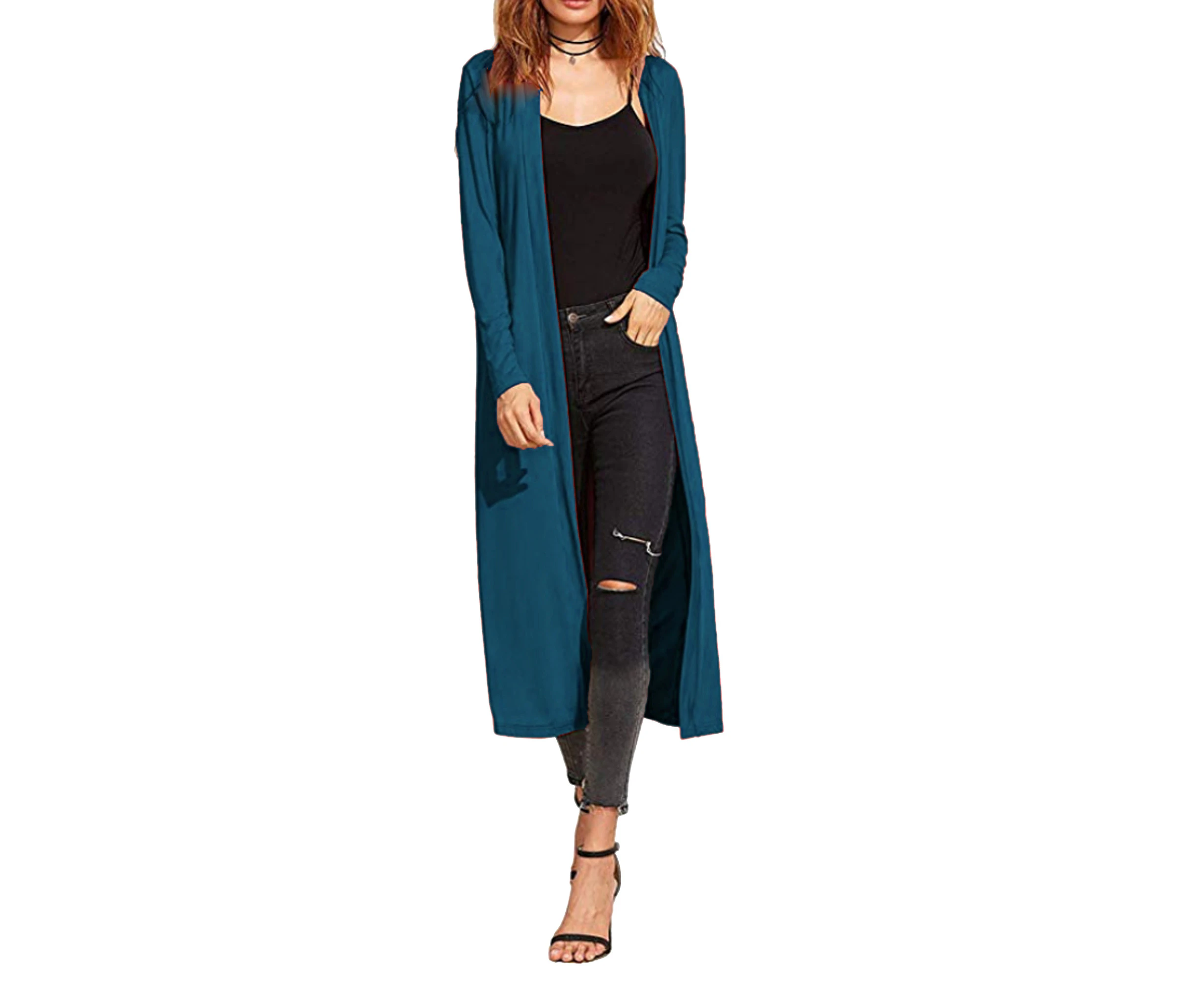 Re Tech UK Women's Maxi Long Sleeve Cardigan - Teal