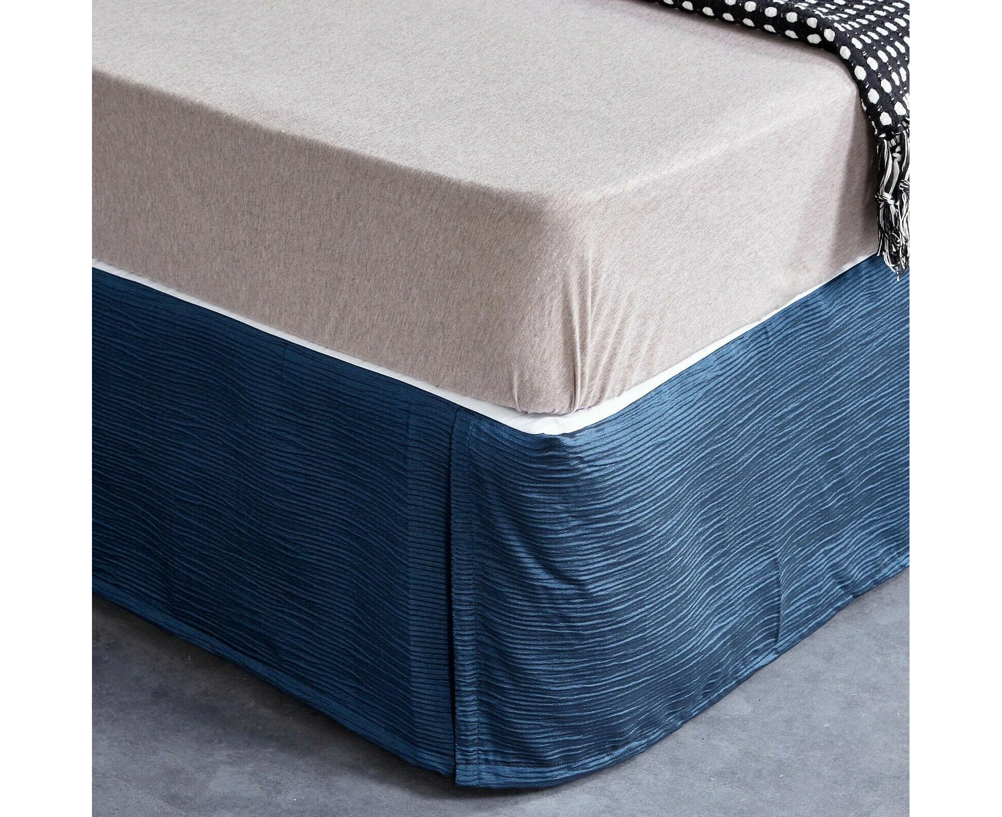 New Bed Skirt Valance Corrugated Seersucker Pattern Navy