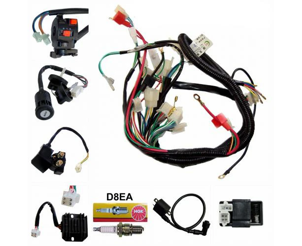 Full Wiring Harness Loom Solenoid Coil Regulator CDI 150-200-250cc ATV Quad Bike