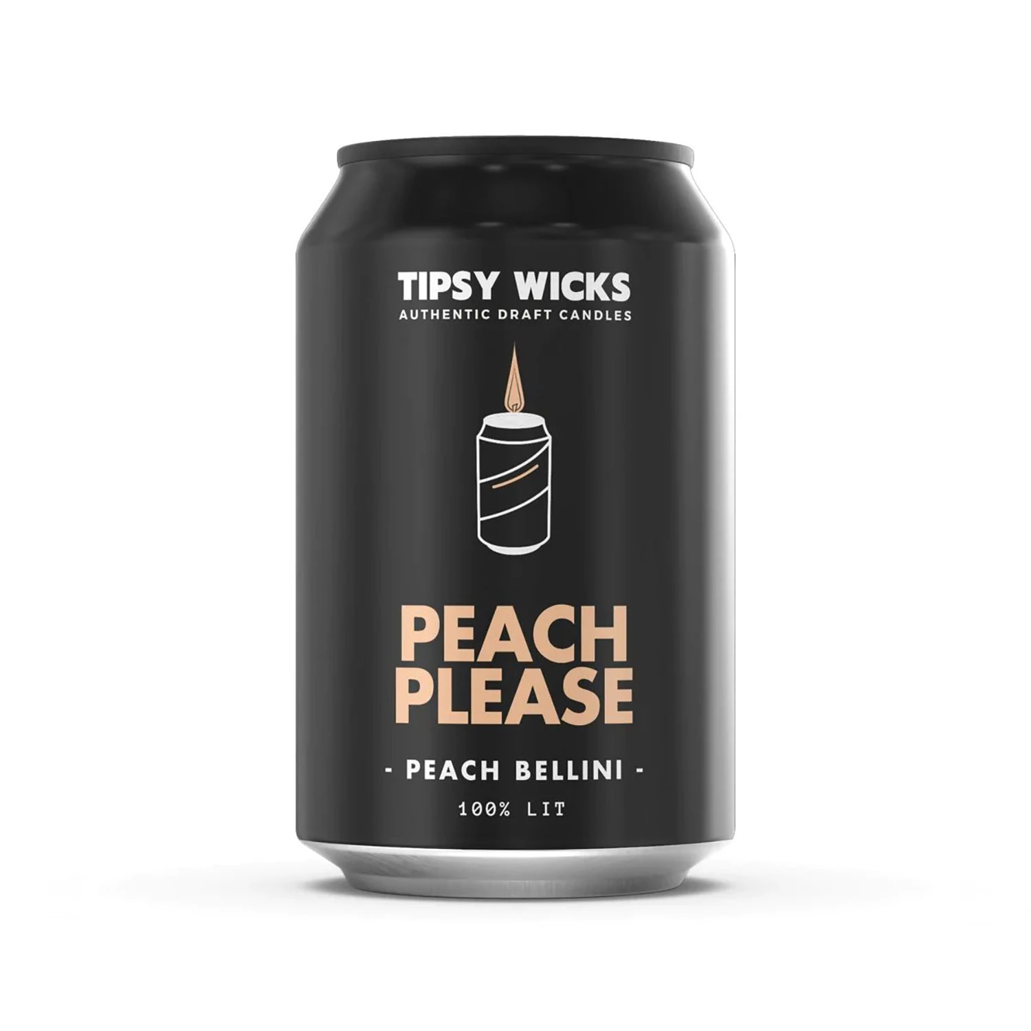 Tipsy Wicks - Alcohol Scented Soy Wax Candle (300mL Can Size) - Peach Please