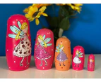 Pink Princess Fairy Wooden nesting dolls 5 pcs in box