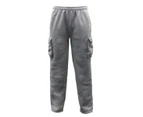 FIL Men's Cargo Fleece Casual Jogging Sports Track Suit Pants Trackies - Light Grey