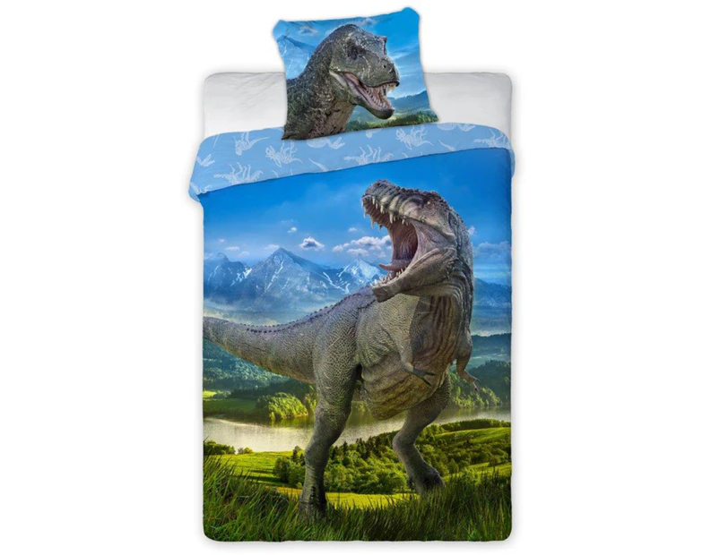 T-Rex Dinosaur Quilt Cover Set - Single Bed