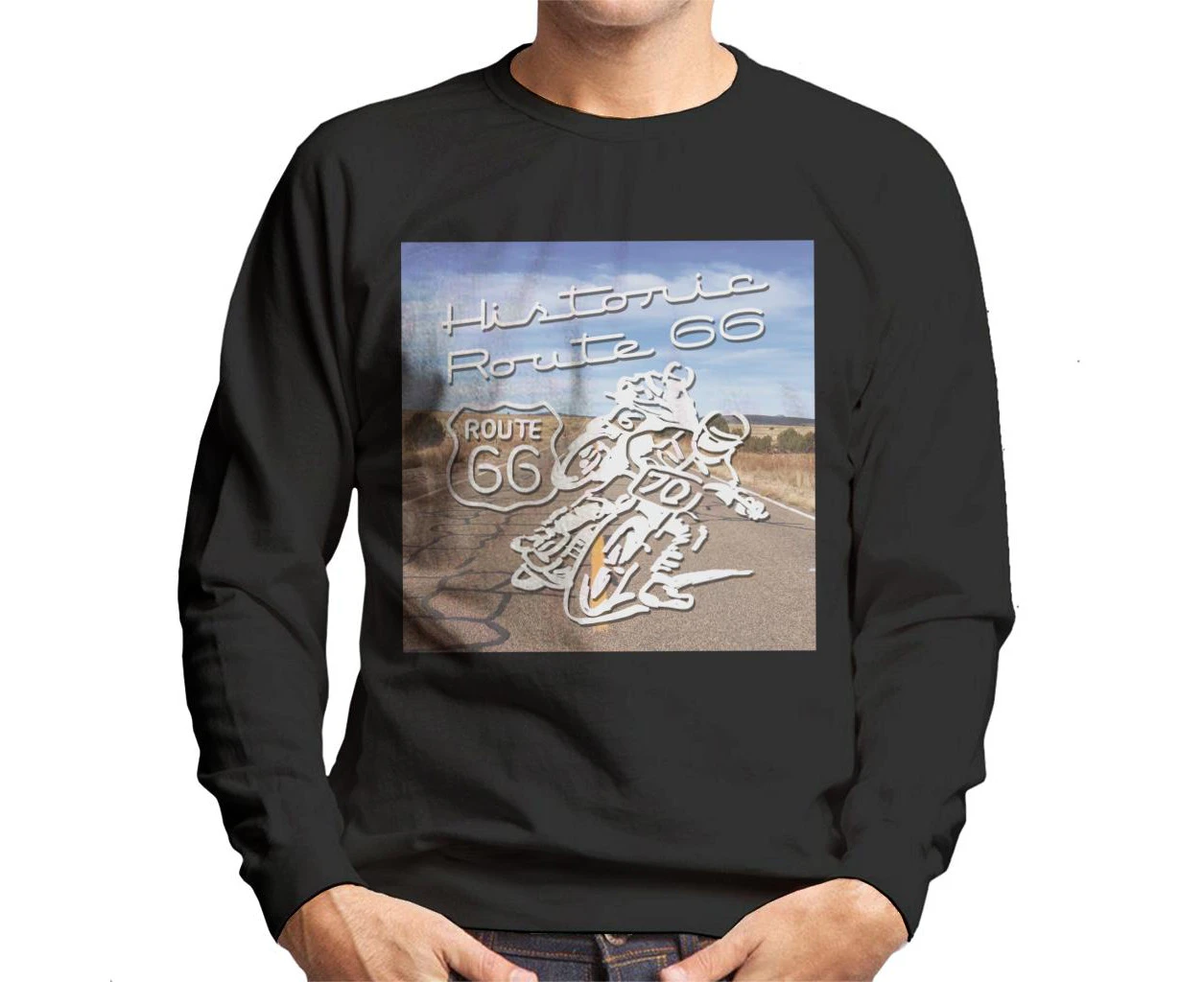 Route 66 Historic Motorcycles Men's Sweatshirt - Black