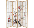 Cherry Blossom Room Divider Screen Natural 4 Panel