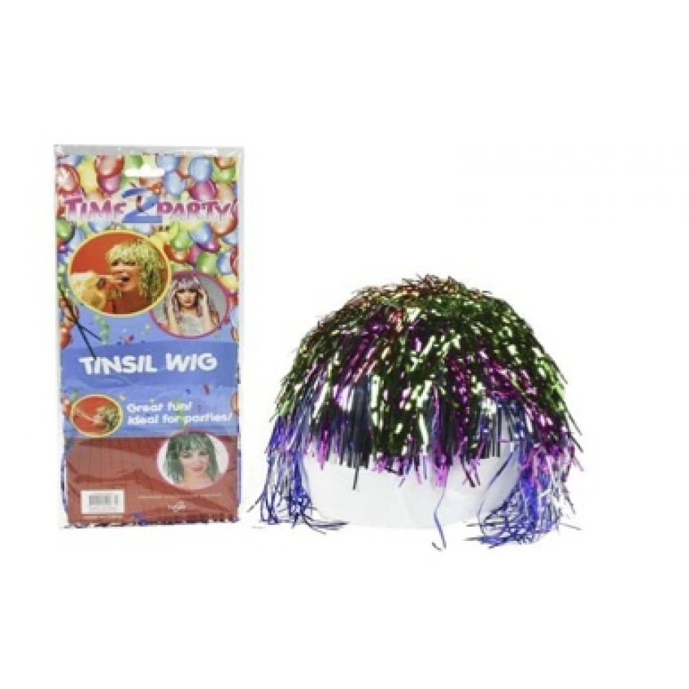 1pce Dress Up Tinsel Wig Multi Colour Hippy/Party & Fancy Dress