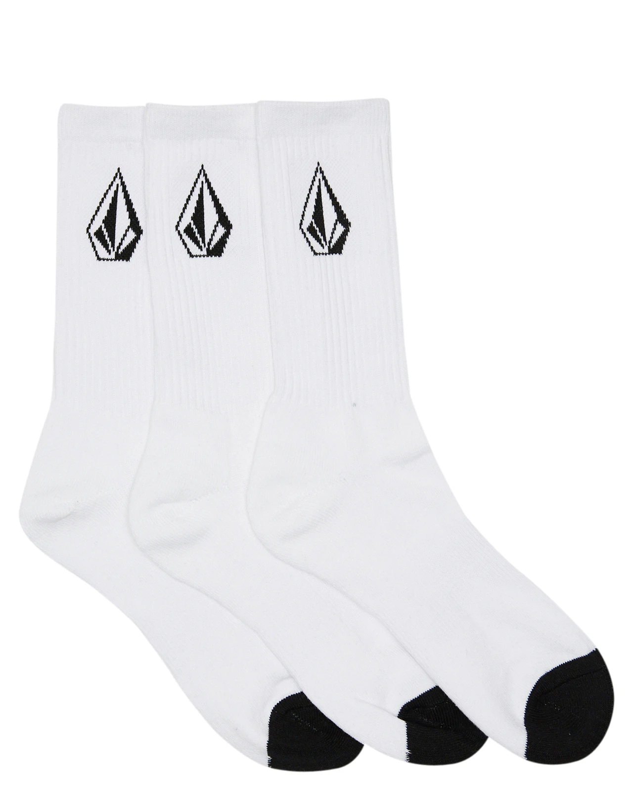 Volcom Socks Crew 3pk Full Stone White US 9-12 - White