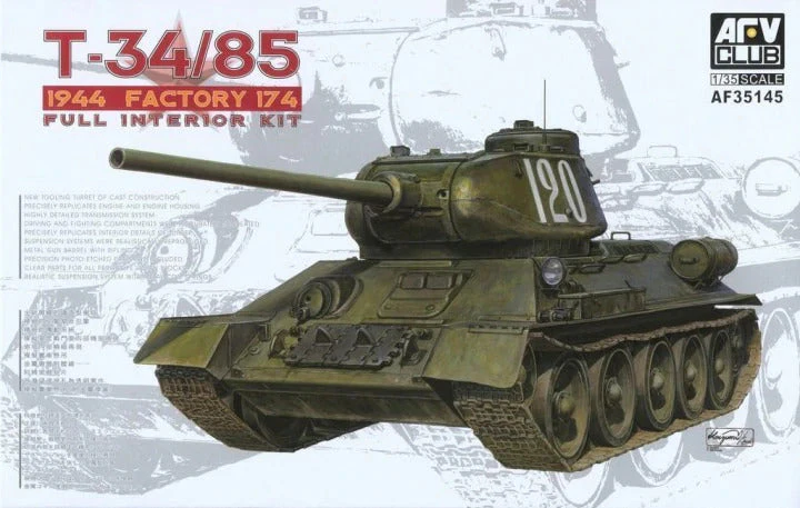 AFV Club 1/35 T34/85 Model 174 Factory (Full Interior Kit) Plastic Model Kit [AF35145]