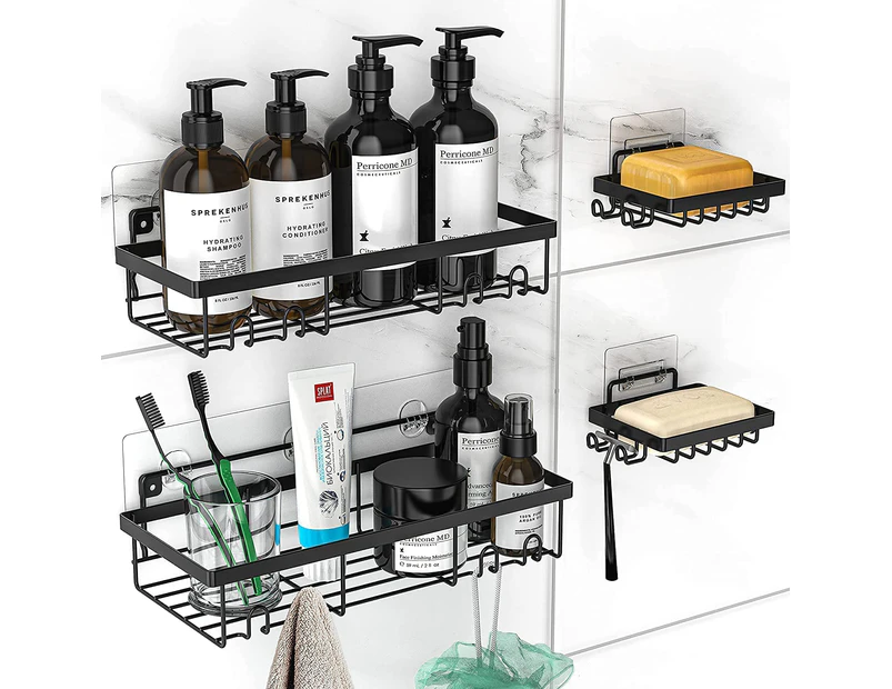 Shower Caddy Shelf Organizer ,Wall Mount Bathroom Basket Shelves (2 Pack) with 2 Soap Dishes