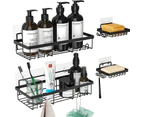 Shower Caddy Shelf Organizer ,Wall Mount Bathroom Basket Shelves (2 Pack) with 2 Soap Dishes