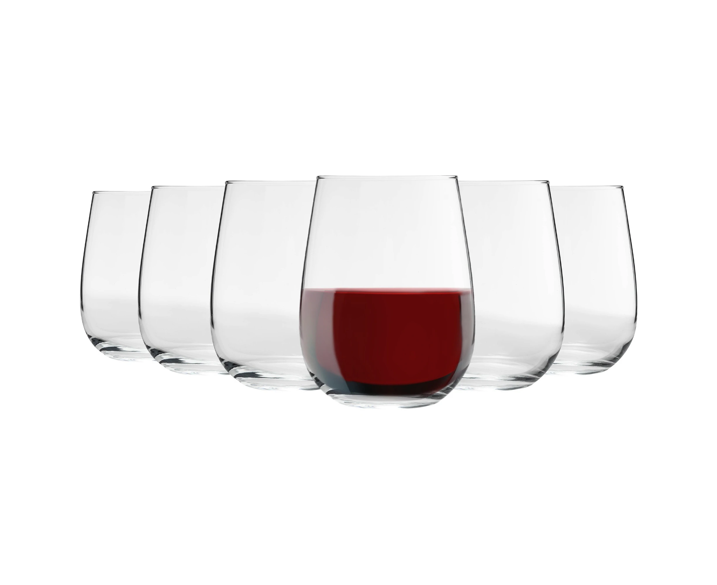 Argon Tableware 12 Piece Corto Stemless Wine Glasses Set - Modern Style Glass Tumblers for Red, White Wine - 475ml