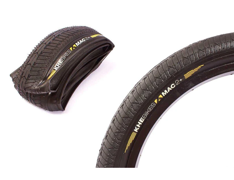 KHE BMX Bike Tyre Folding Premium Mac2+ , Street-Park, 20" x 2.30", Black