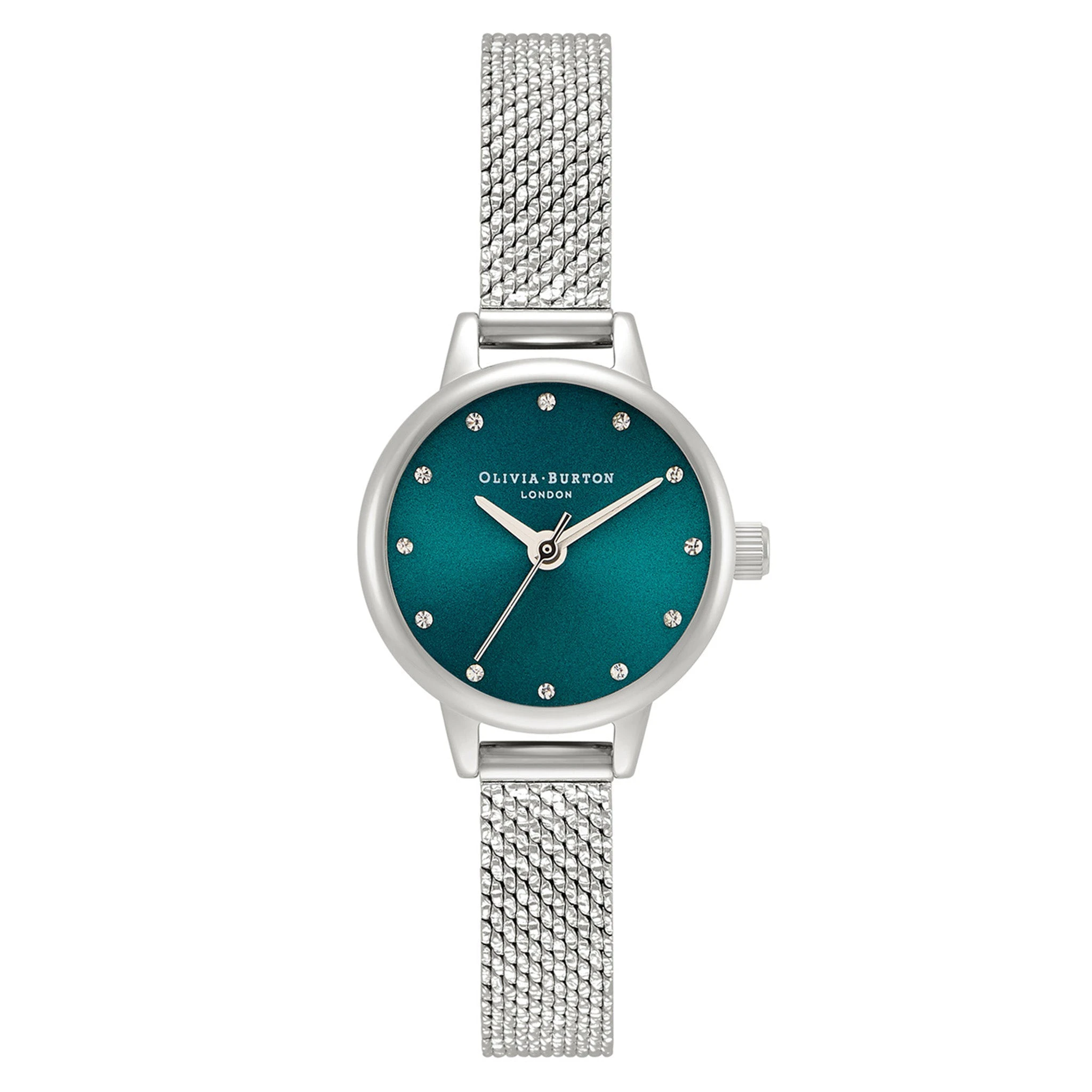 Olivia Burton Classic Mini Silver Mesh Teal Dial Women's Watch - OB16MN13