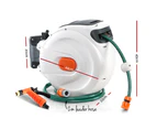 Greenfingers Retractable Hose Reel 30M Garden Water Brass Spray Gun Auto Rewind