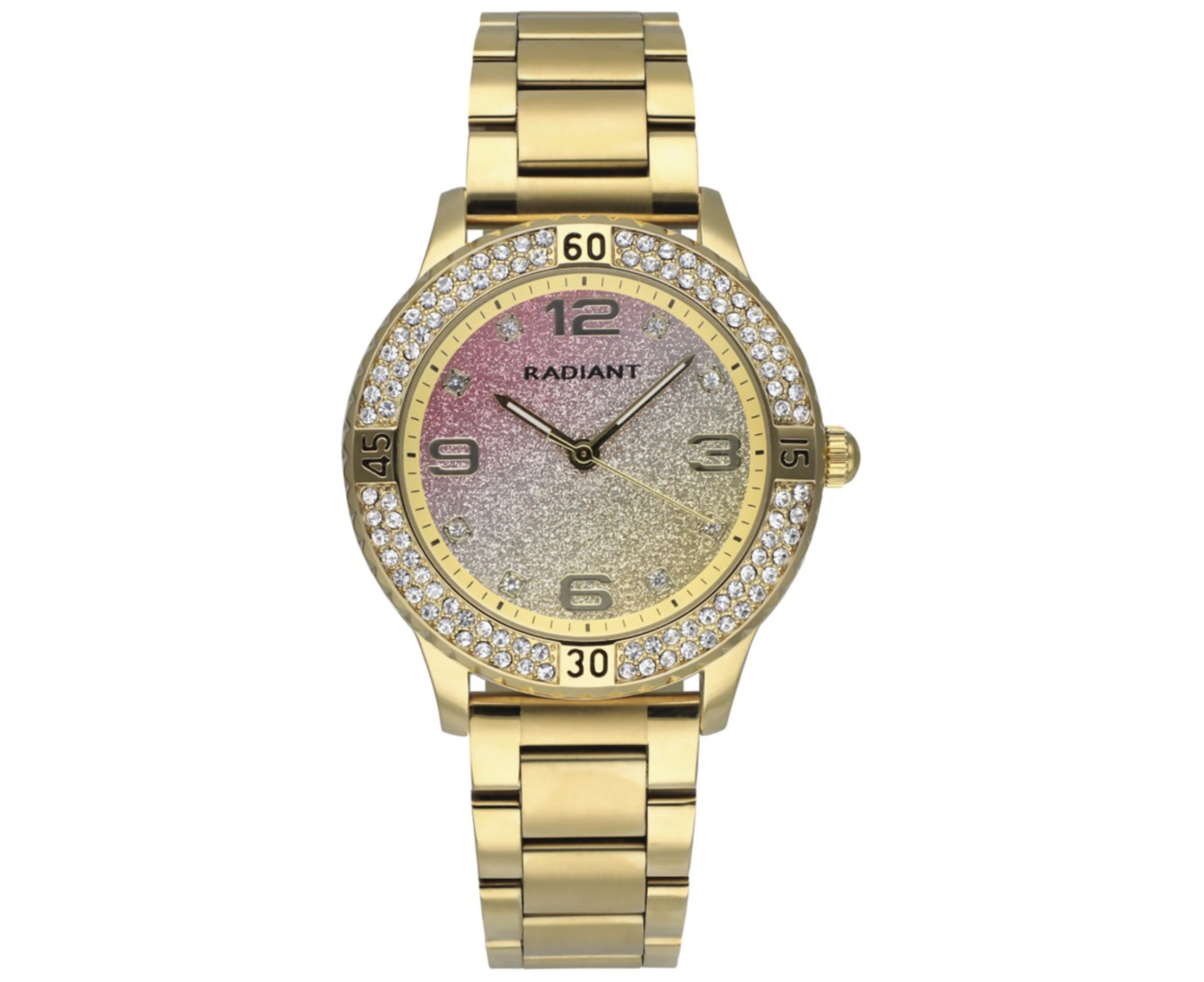 Radiant frozen Women Analog Quartz Watch with Stainless Steel bracelet Gold