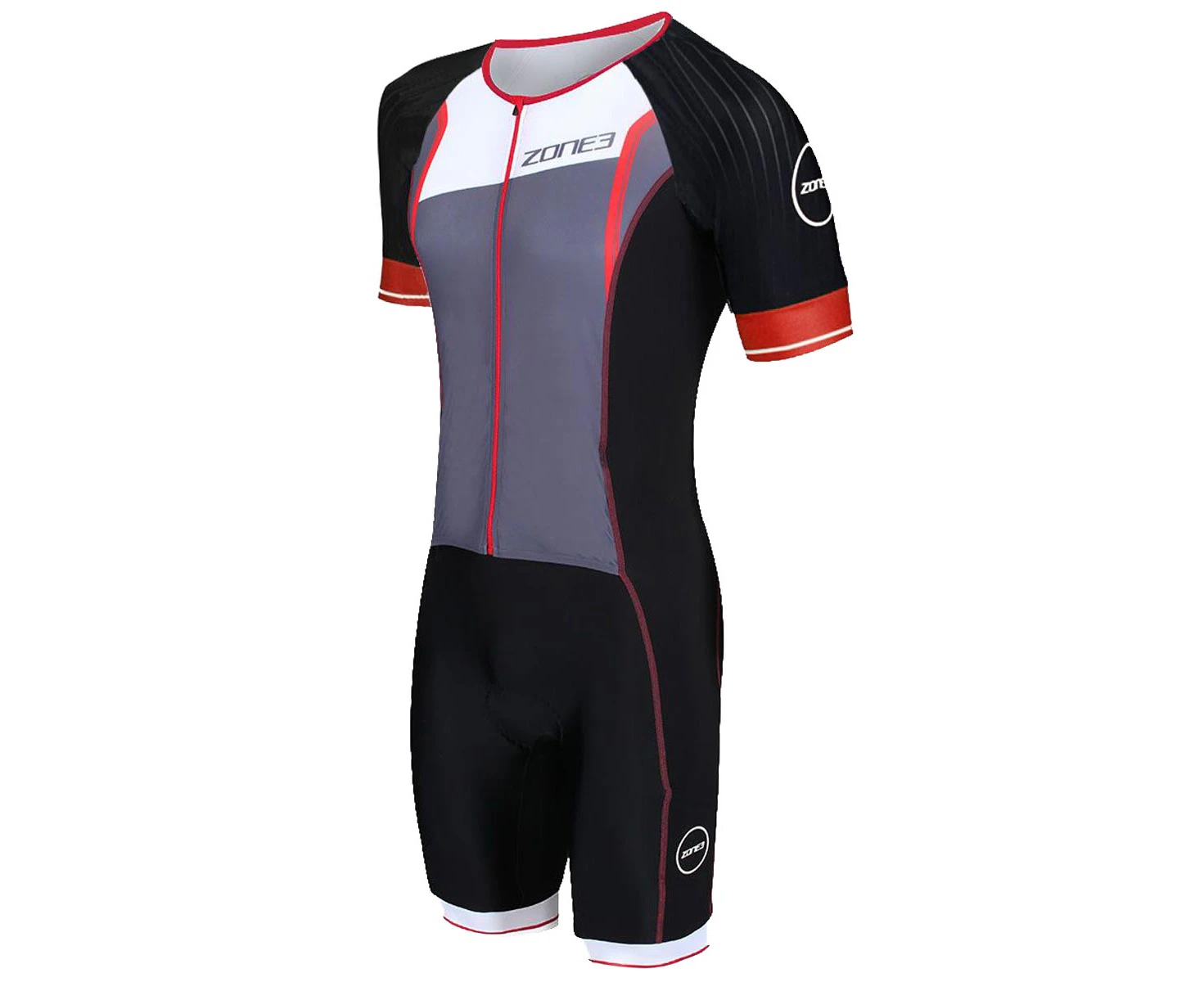 Zone3 Men's Lava Long Distance Full Zip Short Sleeve Tri suit - Black