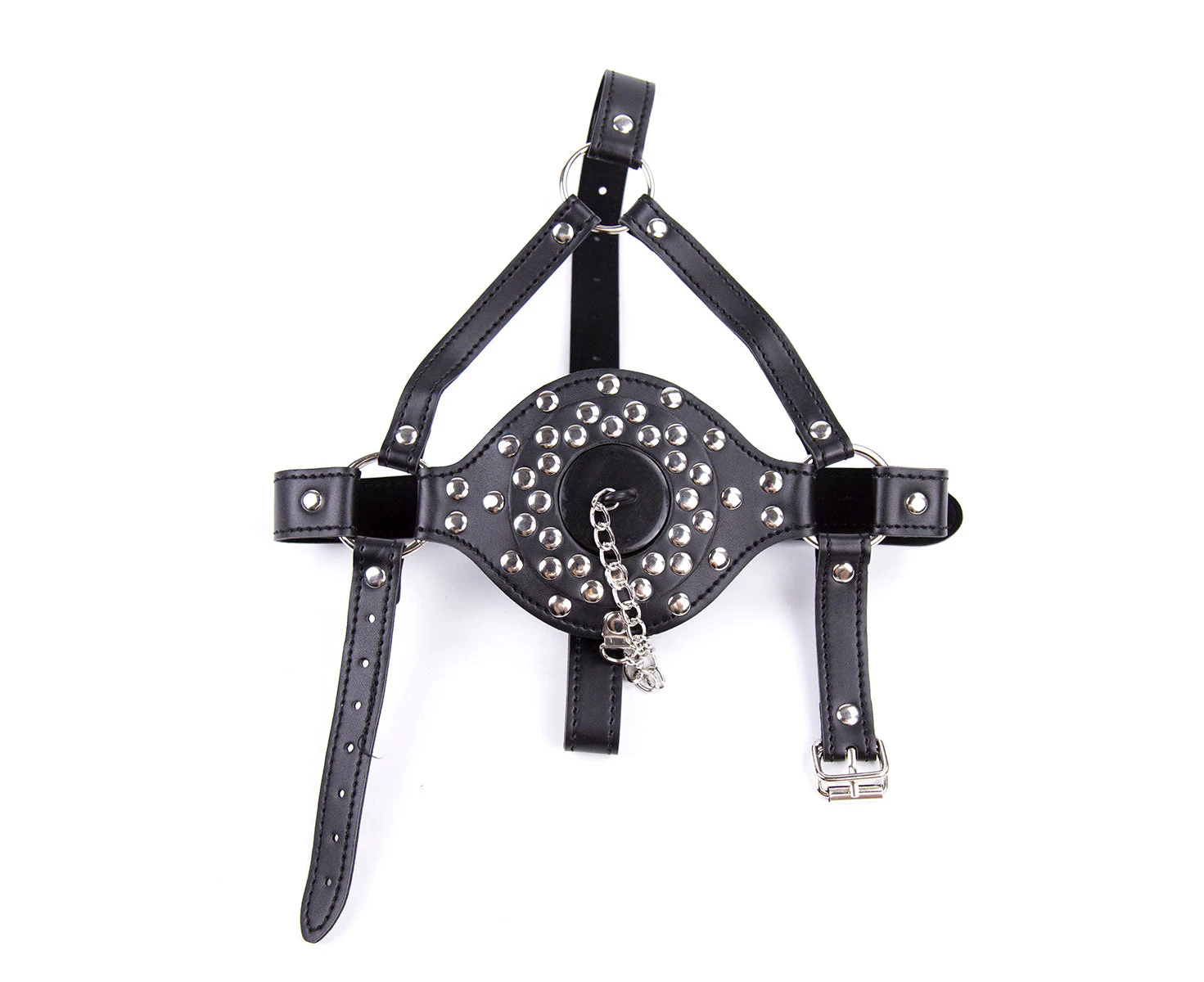 BDSM Bondage Mouth Opener Cover Cup Full Head Harness - Black