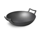 SOGA 32cm Commercial Cast Iron Wok FryPan Fry Pan with Double Handle