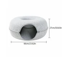 Cat Tunnel Bed Felt Pet Puppy Nest Cave House Round Donut Interactive Play Toy - Large Grey