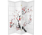 Cherry Blossom Room Divider Screen White 4 Panel