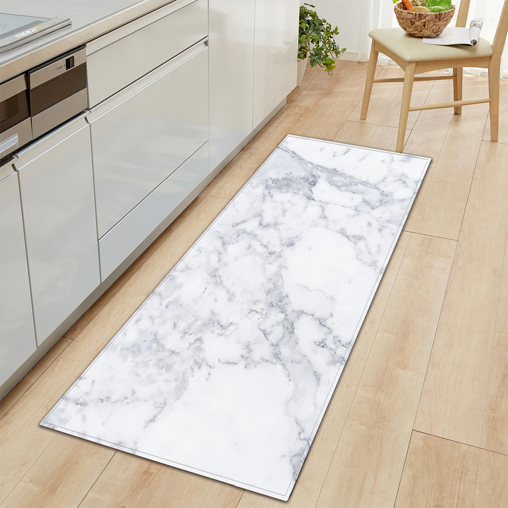 60x90cm Marble Style Home Kitchen Floor Mat-Grey