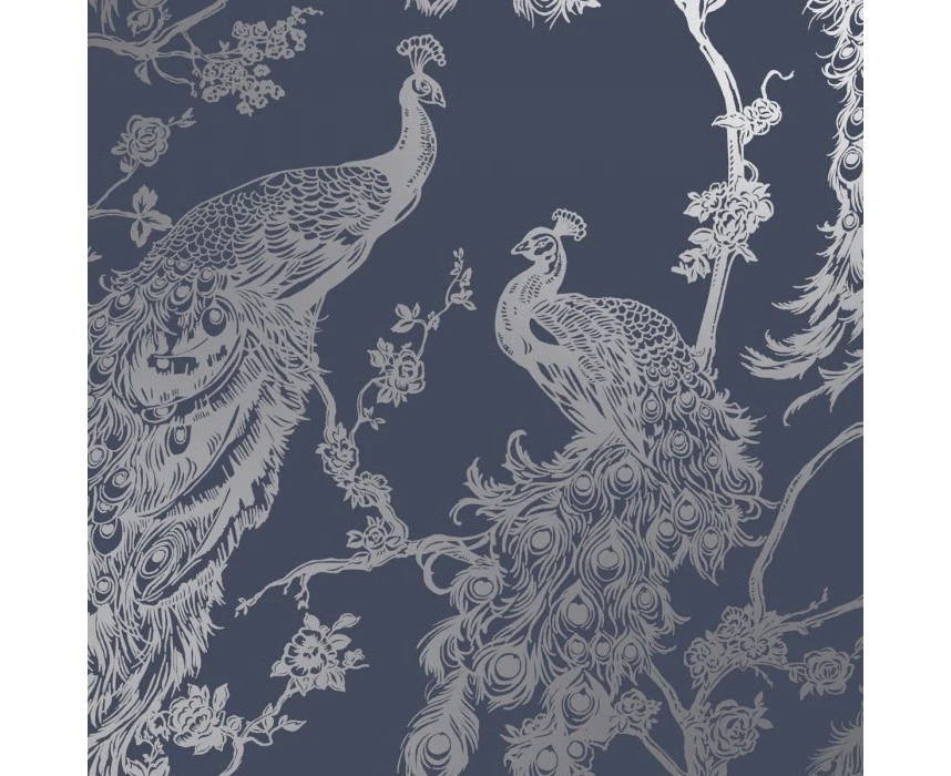 Holden Glistening Peacock Wallpaper Navy