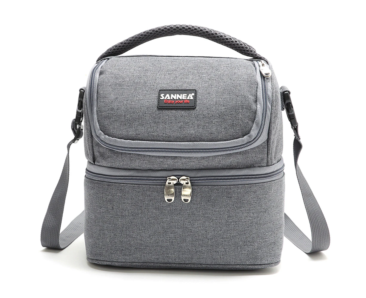 Sannea Insulated Dual Compartment Lunch Bag-Grey