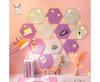 7Pcs Hexagon Moon Star Felt Board Photo Display Wall Art - Pink