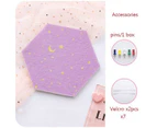 7Pcs Hexagon Moon Star Felt Board Photo Display Wall Art - Pink